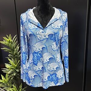 Jean-Pierre Klifa Paris Hoodie, V-neck, long sleeve, coverup, wave pattern top